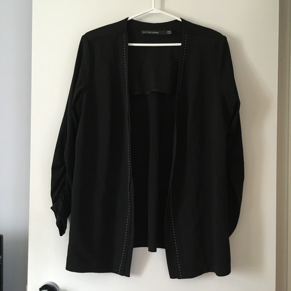 IRIS SETLAKWE Black Jersey Ruched Sleeve Jacket XL - Picture 2 of 6